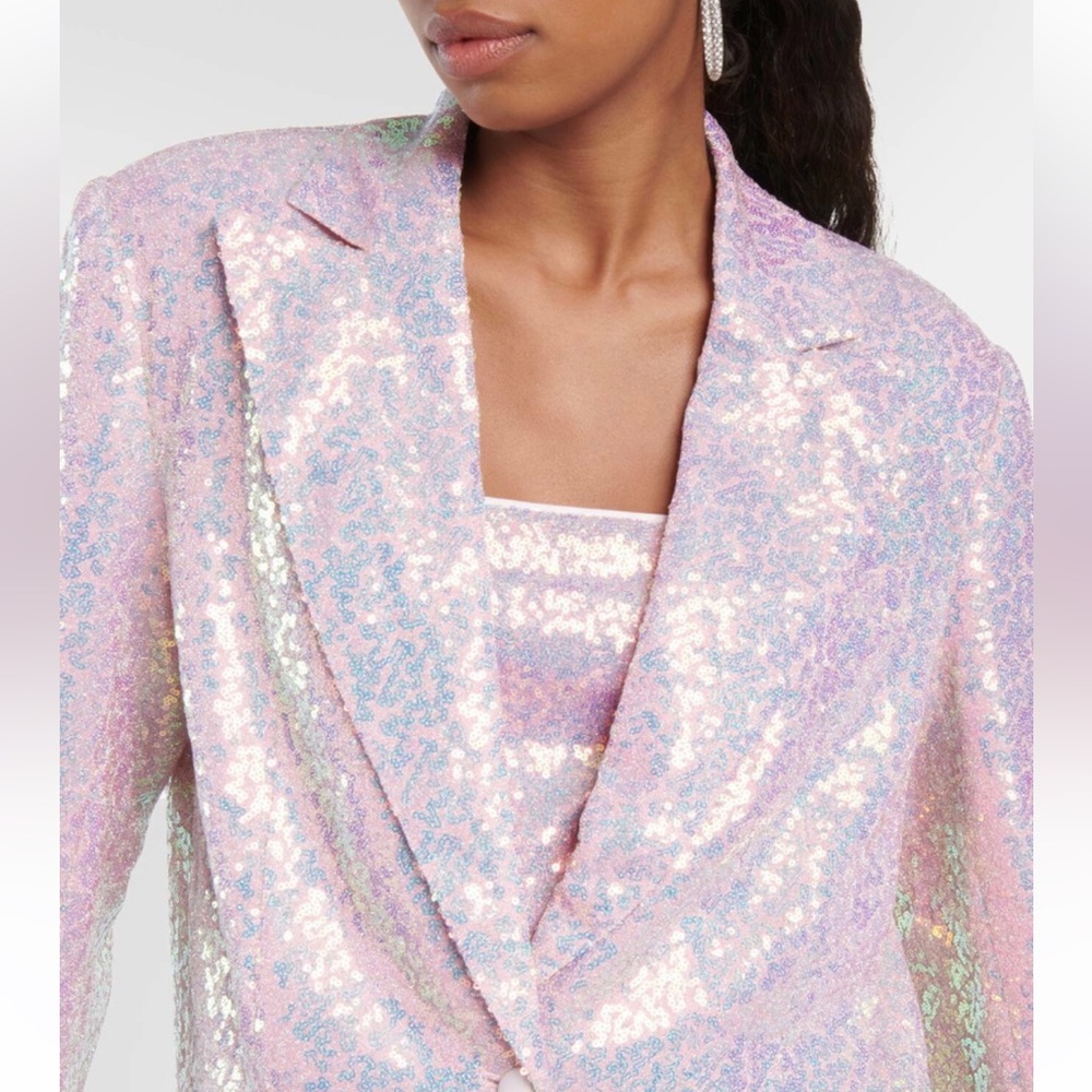 Rotate Birger Christensen Sequin Oversized Blazer in Sachet Pink NWT's Sz US 14 - Picture 3 of 15